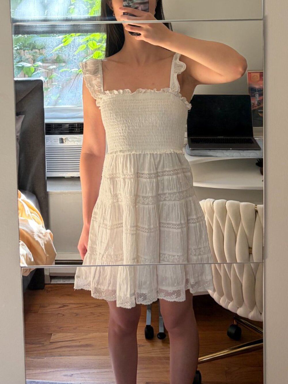 LoveShackFancy Colbera Lace-Trimmed Cotton Mini Dress